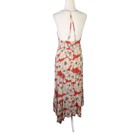 Free People Red and Cream Floral Midi Dress - Picture 4 of 8